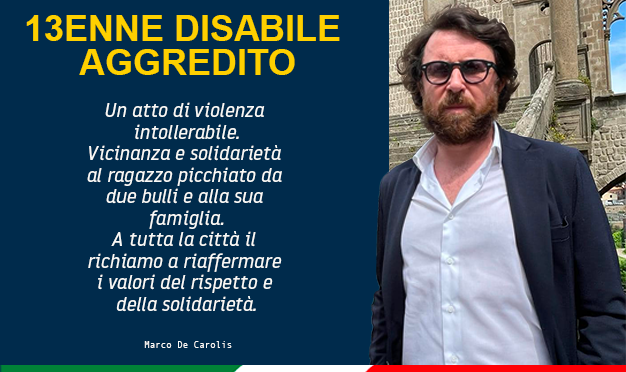  13enne disabile aggredito, De Carolis: “A tutta la città il richiamo a riaffermare i valori del rispetto e della solidarietà