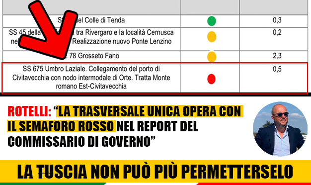  Rotelli: “La Trasversale unica opera con il semaforo rosso nel report del commissario di Governo”