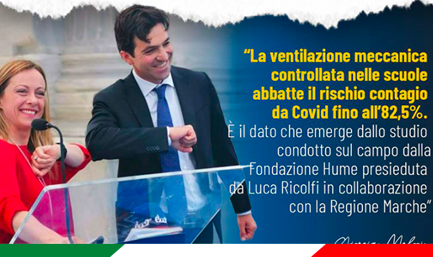  Covid, Meloni: dati su ventilazione meccanica controllata danno ragione a FdI