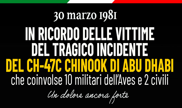  Il ricordo delle vittime del CH-47C Chinook di Abu Dhabi: “Un dolore ancora forte”