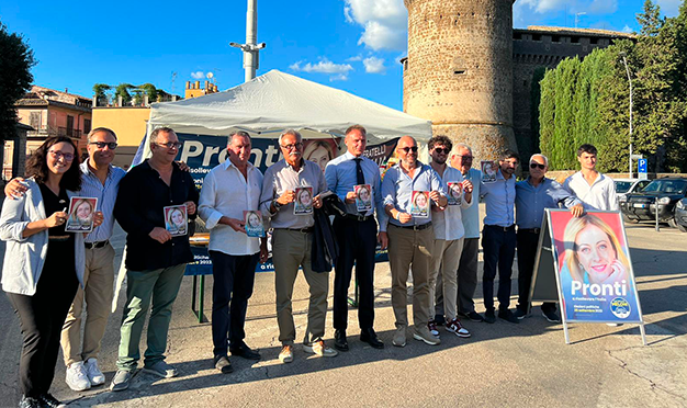  Intensa giornata di campagna elettorale per i candidati Fdi, Rotelli e Giampieri, in tanti paesi della Tuscia con il capogruppo Lollobrigida