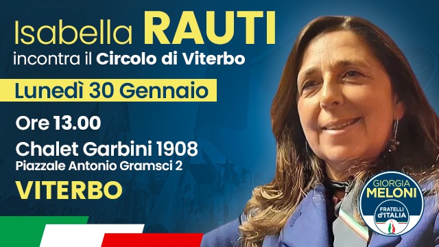  FdI, appuntamento al 30 gennaio con il Sottosegretario al Ministero della Difesa Rauti