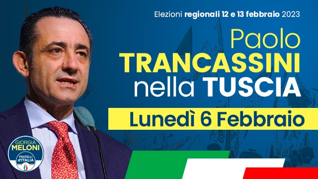  Il deputato Paolo Trancassini in visita nella Tuscia per incontrare i candidati al consiglio regionale